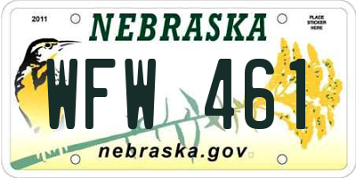 NE license plate WFW461
