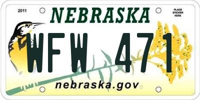 NE license plate WFW471