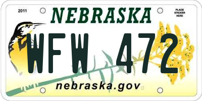 NE license plate WFW472