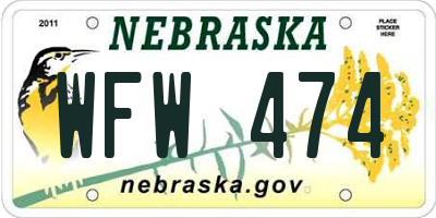 NE license plate WFW474