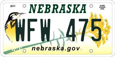 NE license plate WFW475