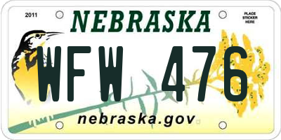 NE license plate WFW476