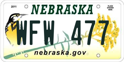 NE license plate WFW477