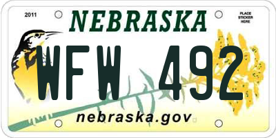 NE license plate WFW492
