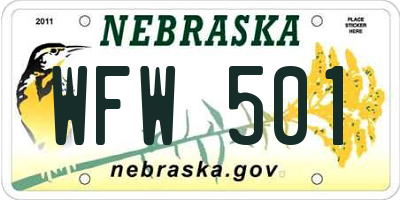 NE license plate WFW501