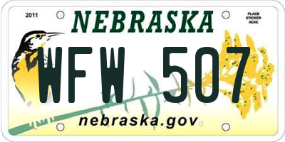 NE license plate WFW507