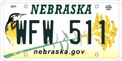 NE license plate WFW511