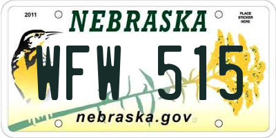 NE license plate WFW515