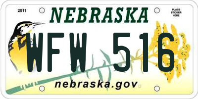 NE license plate WFW516