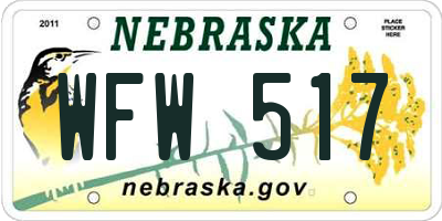 NE license plate WFW517