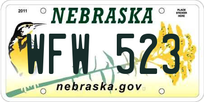 NE license plate WFW523