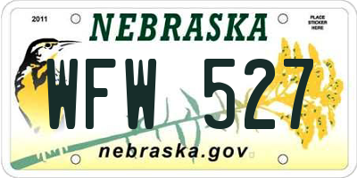 NE license plate WFW527