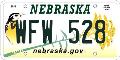 NE license plate WFW528
