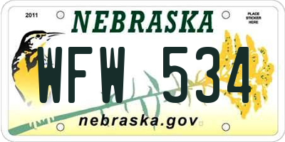 NE license plate WFW534