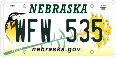 NE license plate WFW535