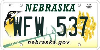 NE license plate WFW537
