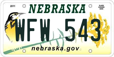 NE license plate WFW543