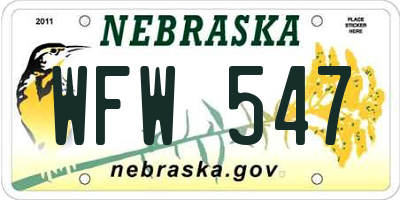 NE license plate WFW547