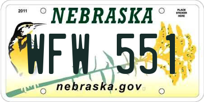 NE license plate WFW551