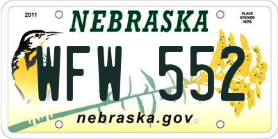NE license plate WFW552