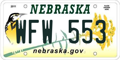 NE license plate WFW553