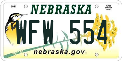 NE license plate WFW554