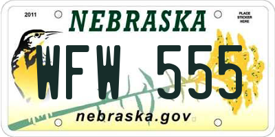 NE license plate WFW555