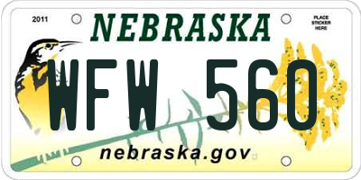 NE license plate WFW560