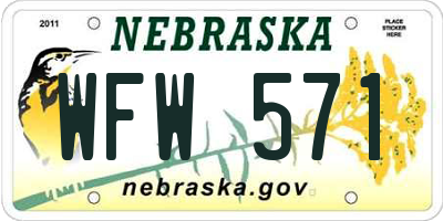 NE license plate WFW571