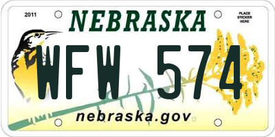 NE license plate WFW574