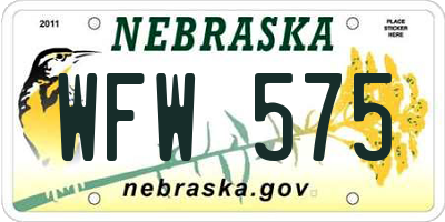 NE license plate WFW575