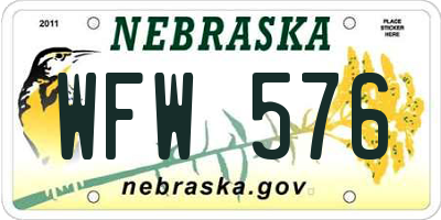 NE license plate WFW576