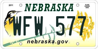 NE license plate WFW577