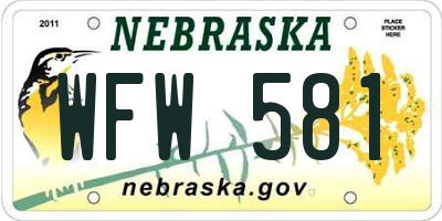 NE license plate WFW581