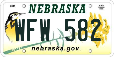 NE license plate WFW582