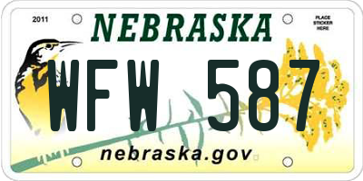 NE license plate WFW587