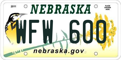 NE license plate WFW600