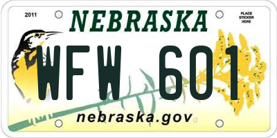 NE license plate WFW601