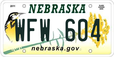 NE license plate WFW604