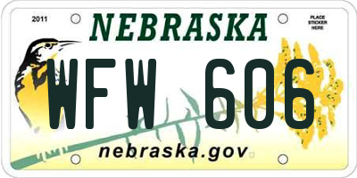 NE license plate WFW606