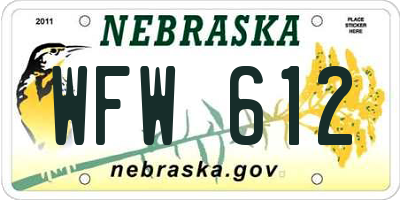 NE license plate WFW612