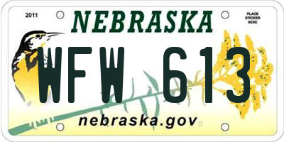 NE license plate WFW613