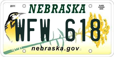 NE license plate WFW618