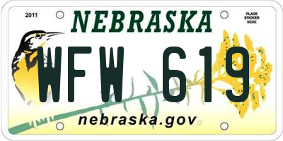 NE license plate WFW619