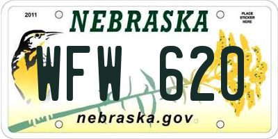 NE license plate WFW620