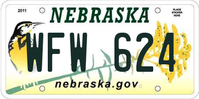 NE license plate WFW624
