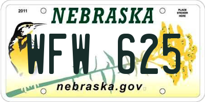NE license plate WFW625