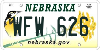 NE license plate WFW626