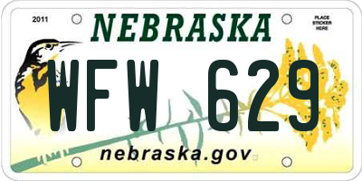 NE license plate WFW629