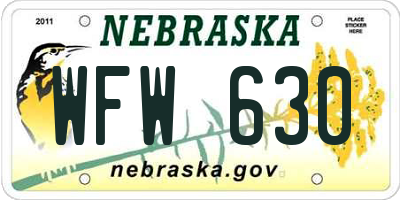 NE license plate WFW630